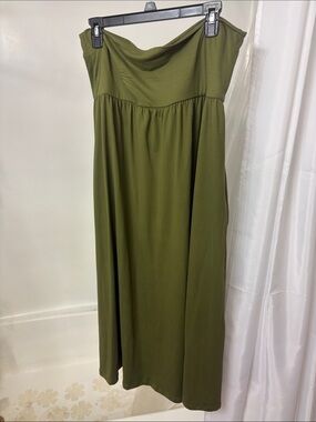 Strapless Olive Green A-Line Maxi Skirt